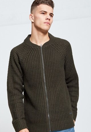 MENS GREEN KNIT CARDIGAN