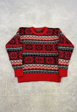 Chaps Knitted Jumper Abstract Patterned Knit Sweater