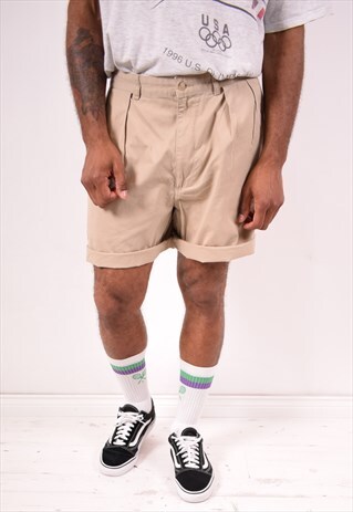 POLO RALPH LAUREN MENS VINTAGE SHORTS W33 BEIGE 90S