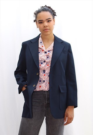 70S NAVY BLUE CLASSIC BLAZER JACKET