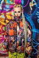 PSYCHEDELIC BOMBER JACKET DETACHABLE RAVER PUFFER IN RAINBOW