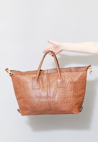 VINTAGE 1970'S BROWN MOC CROC DUFFLE BAG
