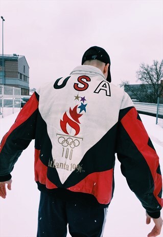 RARE VINTAGE 90S USA OLYMPIC LEATHER JACKET
