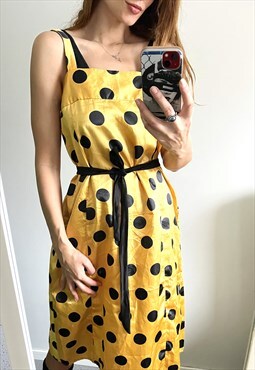 Pin Up Girl Polka Dot Yellow And Black Dress 