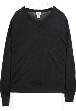 Vintage 90's LL BEAN Jumper / Sweater Knitted V Neck Black