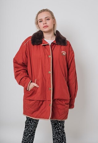 VINTAGE 90S OVERSIZED WOMEN JACKET IN BURGUNDY M