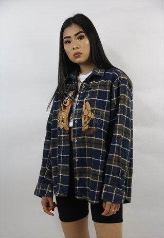 VINTAGE CUTE PLUTO HEAVY FLANNEL SHIRT