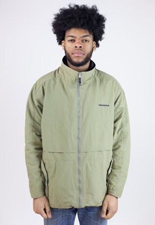 VINTAGE DIADORA 90'S KHAKI GREEN SPORTS JACKET
