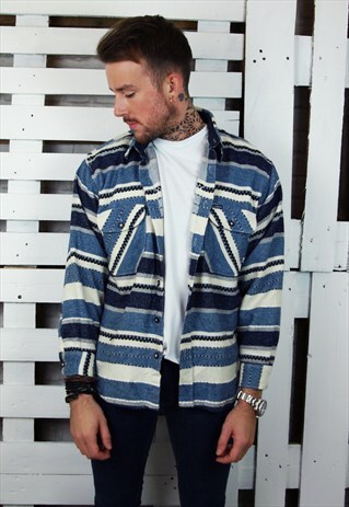 STRIPED THICK FLANNEL PRINT SHIRT
