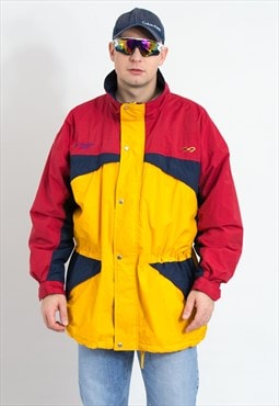 Vintage hiking jacket windbreaker in yellow red