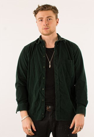 VINTAGE 90S GREEN CORDUROY SHIRT LARGE