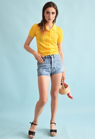VINTAGE 70'S RETRO KNIT FESTIVAL PETITE TOP