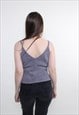 90S KNIT LINEN CROP TOP, VINTAGE GREY KNITTED TANK TOP