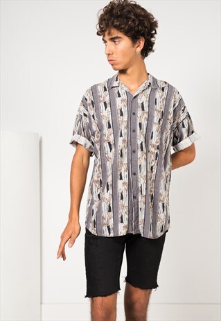 VINTAGE 80S CRAZY PRINT SHIRT / S1726