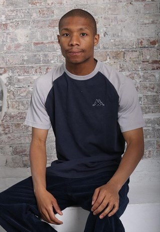 VINTAGE KAPPA LOGO T-SHIRT BLUE GREY