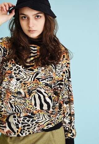 80'S RETRO ANIMAL PRINT TEEN BLOUSE TOP