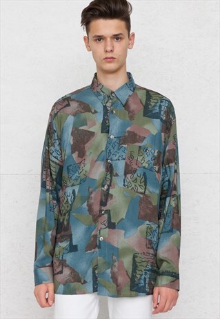 VINTAGE BLUE GREEN CASAMODA LONG SLEEVE SHIRT