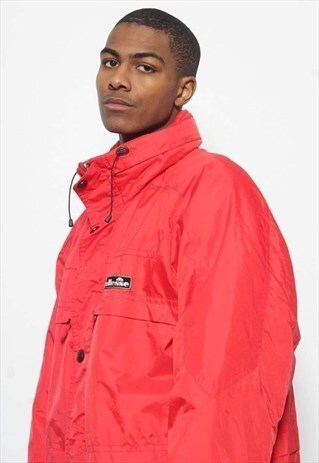 VINTAGE ELLESSE BIG QUILTED LOGO JACKET RED
