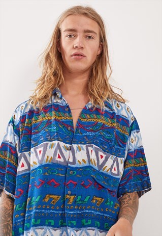 VINTAGE PATTERNED FESTIVAL SHORT SLEEVE SHIRT