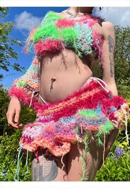 Crochet candy jumper and skirt set