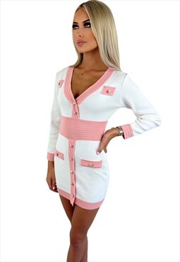 Coco Pink & White Bodycon Dress