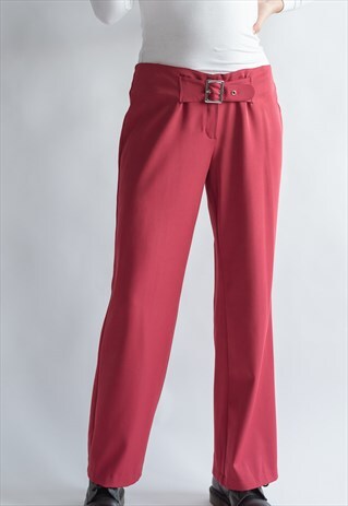 VINTAGE 00S LOW WAIST FLARE TROUSERS WITH BELT DETAIL