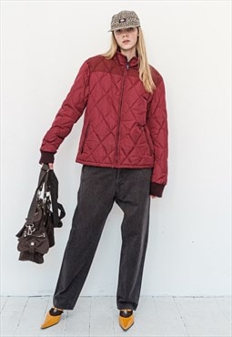 90's Vintage pretty quilted jacket in carmine red