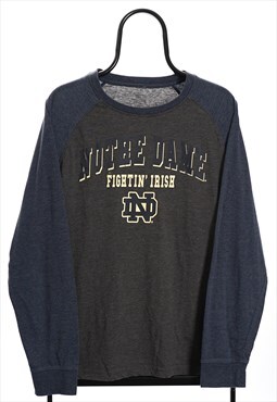 Vintage Grey Notre Dame NCAA Long Sleeved TShirt Womens