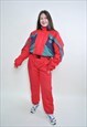 One piece red ski suit, retro snowsuit LARGE size 80s winter