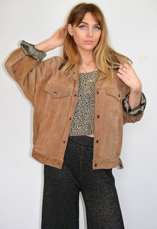 VINTAGE 90S LIGHT TAN BROWN SUEDE OVERSIZED JACKET