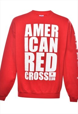 Vintage Amer Ican Red Printed Sweatshirt - M