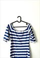 BLUE WHITE STRIPED TIGHT MAXI COTTON DRESS S