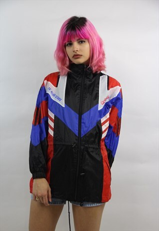 VINTAGE ADIDAS 90'S PATTERNED RAIN JACKET