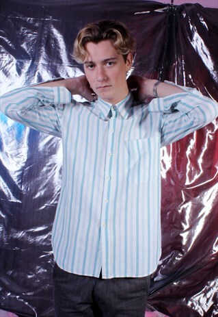 VINTAGE VALENTINO WHITE AND TEAL SHIRT