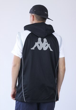 VINTAGE MENS KAPPA BIG LOGO SLEEVELESS HOODIE TANK TOP