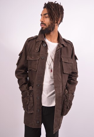 MENS VINTAGE MILITARY JACKET MEDIUM BROWN 90S