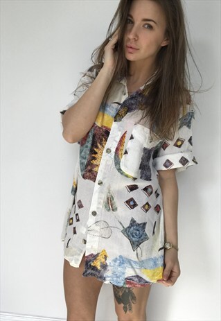 PATTERNED OVERSIZED RETRO VINTAGE UNISEX FESTIVAL SHIRT