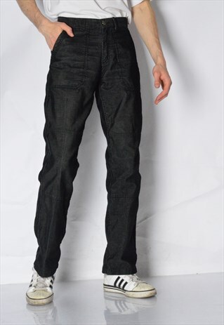 Y2K UNISEX DARK GREY GRUNGE CORDUROY PANTS