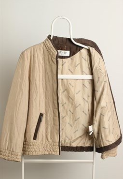 Vintage Balmain Paris Quilted Windbreaker Jacket Milk Coffee