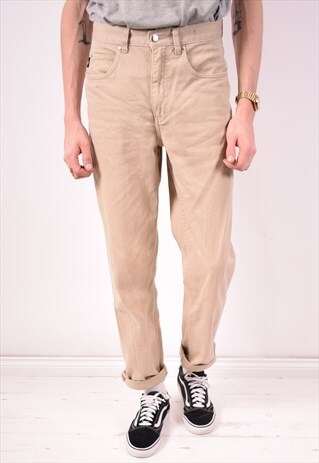 YVES SAINT LAURENT MENS VINTAGE JEANS W30 L32 BEIGE 90S