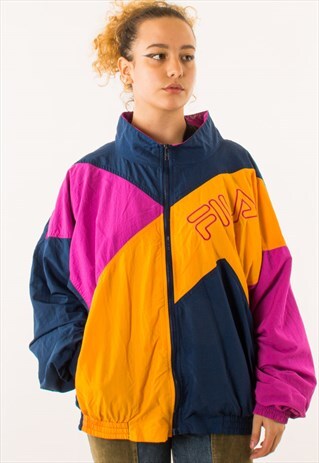 VINTAGE 90S FILA COLOUR BLOCK WINDBREAKER JACKET