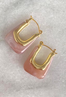 pink jelly resin statement hoop earrings 