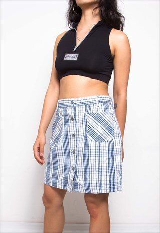 VINTAGE 90S CALVIN KLEIN TARTAN MINI SKIRT ID:8046