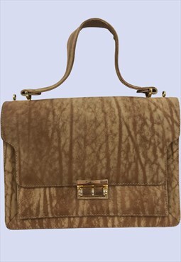 Vintage Brown Leather Distressed Grab Crossbody Bag