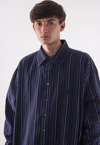 VINTAGE YVES SAINT LAURENT 90S NAVY BLUE STRIPED LONG SLEEVE