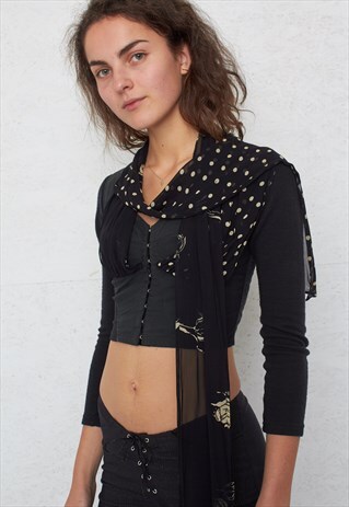 VINTAGE BLACK DOLCE&GABBANA LONG SLEEVE CROP TOP
