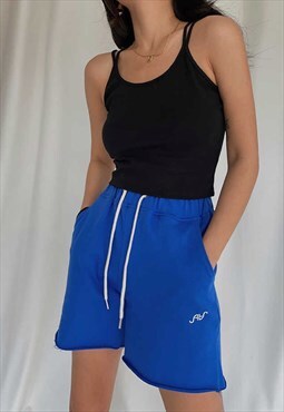 Blue Drawstring Gym Shorts