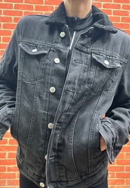 Unisex Black Vintage Denim Jacket