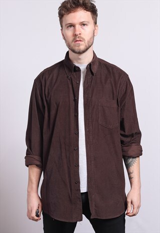 VINTAGE CORDUROY CORD SHIRT BROWN