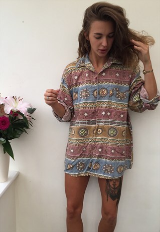 CRAZY PATTERN OVERSIZED UNISEX RETRO VINTAGE FESTIVAL SHIRT